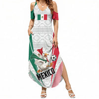 Personalized Mexico Soccer Duck Summer Maxi Dress Mexican Flag Cape Soccer Ball