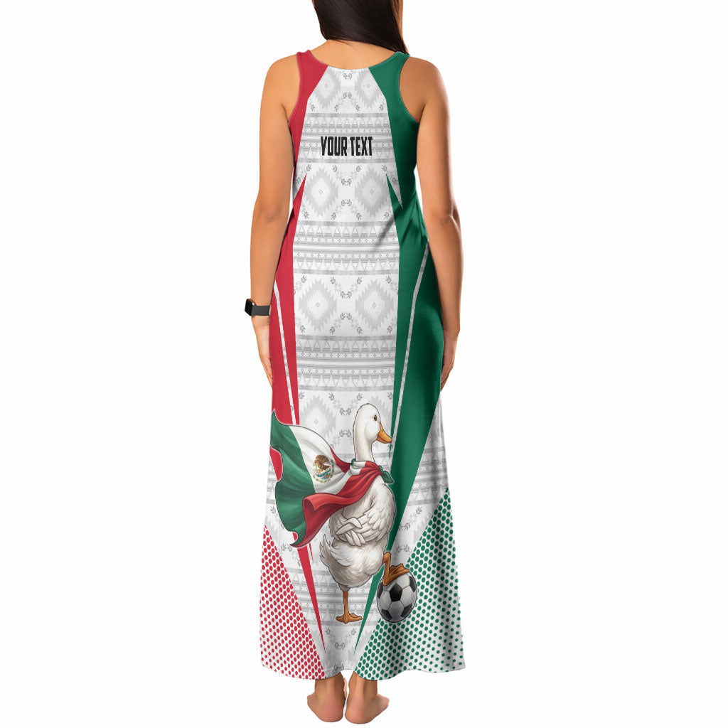 Personalized Mexico Soccer Duck Tank Maxi Dress Mexican Flag Cape Soccer Ball