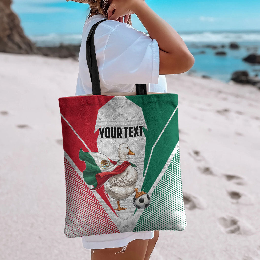 Personalized Mexico Soccer Duck Tote Bag Mexican Flag Cape Soccer Ball