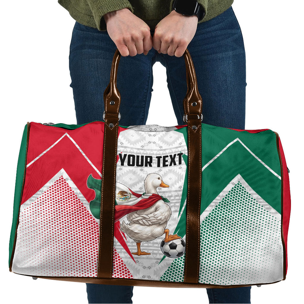 Personalized Mexico Soccer Duck Travel Bag Mexican Flag Cape Soccer Ball