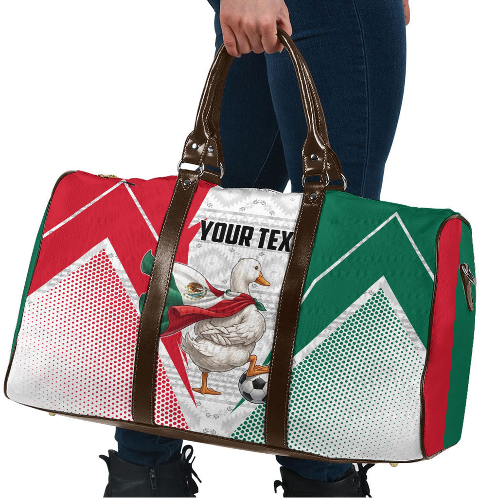 Personalized Mexico Soccer Duck Travel Bag Mexican Flag Cape Soccer Ball
