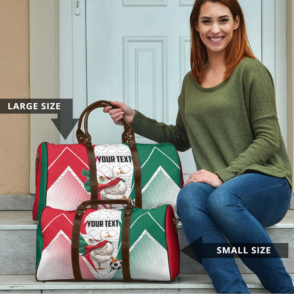 Personalized Mexico Soccer Duck Travel Bag Mexican Flag Cape Soccer Ball
