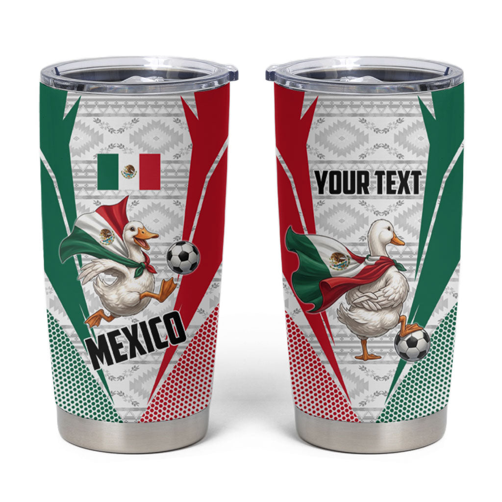 Personalized Mexico Soccer Duck Tumbler Cup Mexican Flag Cape Soccer Ball