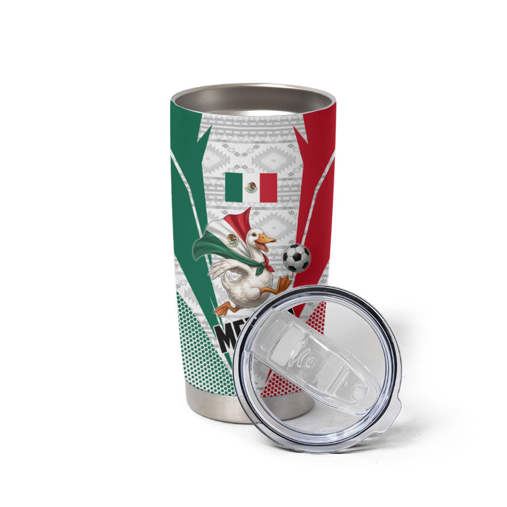 Personalized Mexico Soccer Duck Tumbler Cup Mexican Flag Cape Soccer Ball