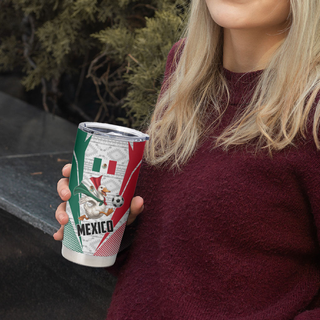 Personalized Mexico Soccer Duck Tumbler Cup Mexican Flag Cape Soccer Ball