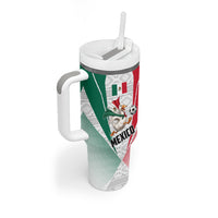 Personalized Mexico Soccer Duck Tumbler With Handle Mexican Flag Cape Soccer Ball