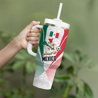 Personalized Mexico Soccer Duck Tumbler With Handle Mexican Flag Cape Soccer Ball