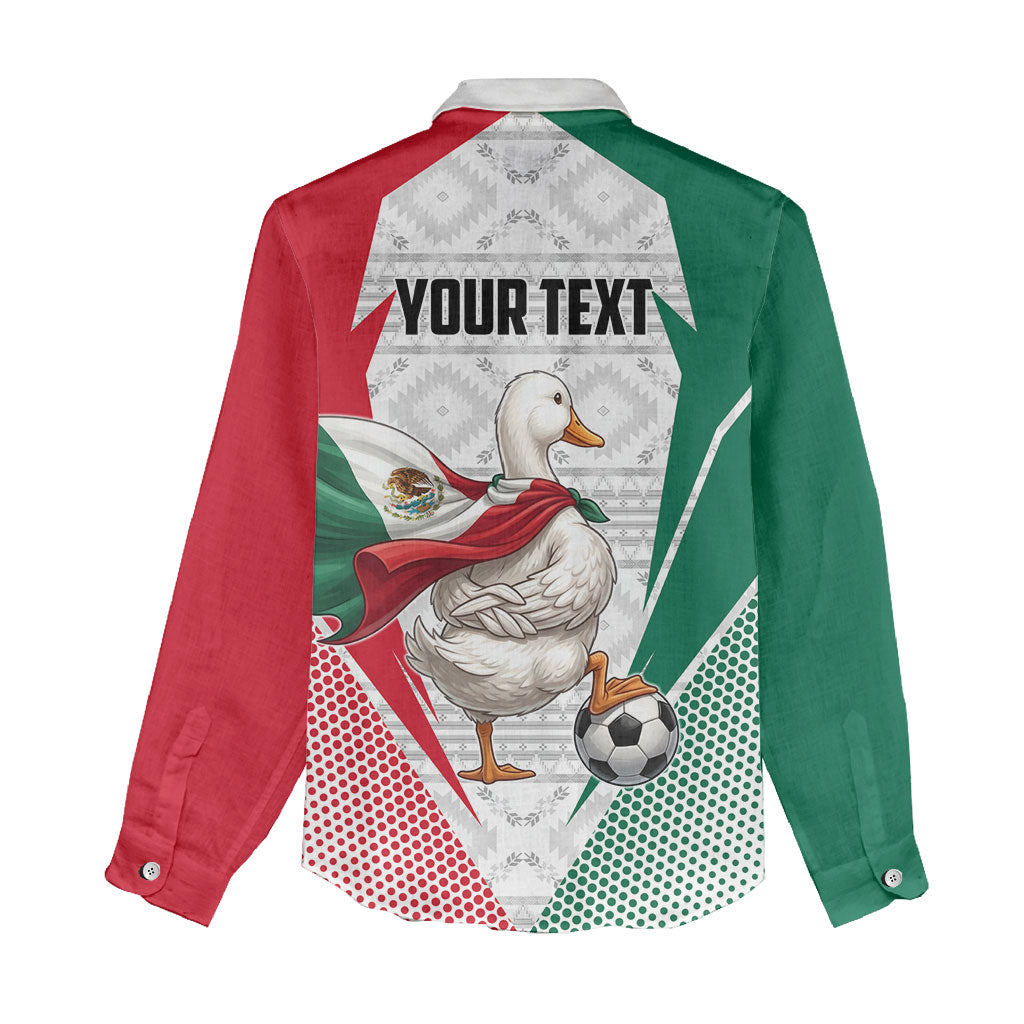 Personalized Mexico Soccer Duck Women Casual Shirt Mexican Flag Cape Soccer Ball