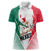 Personalized Mexico Soccer Duck Women Polo Shirt Mexican Flag Cape Soccer Ball