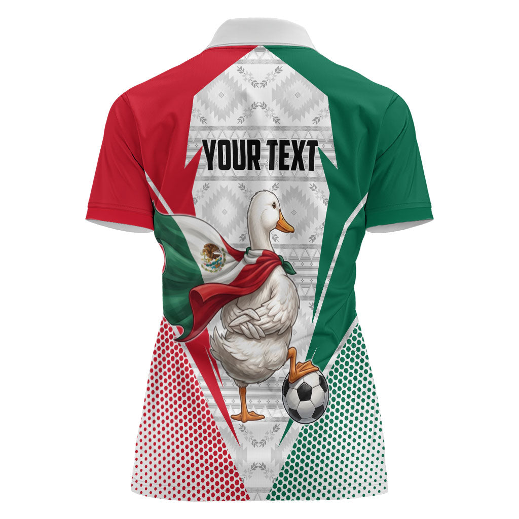Personalized Mexico Soccer Duck Women Polo Shirt Mexican Flag Cape Soccer Ball