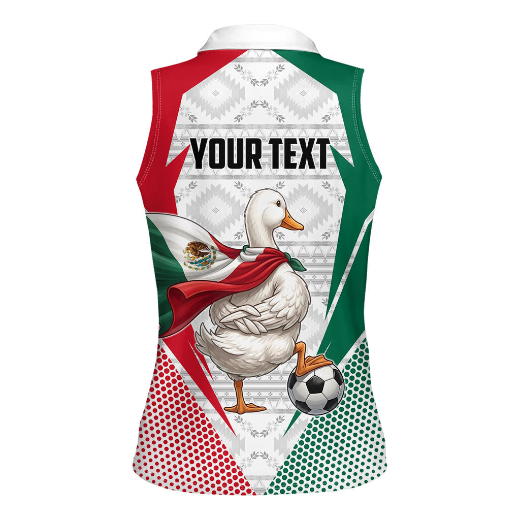 Personalized Mexico Soccer Duck Women Sleeveless Polo Shirt Mexican Flag Cape Soccer Ball