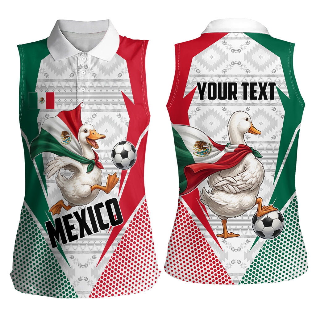 Personalized Mexico Soccer Duck Women Sleeveless Polo Shirt Mexican Flag Cape Soccer Ball