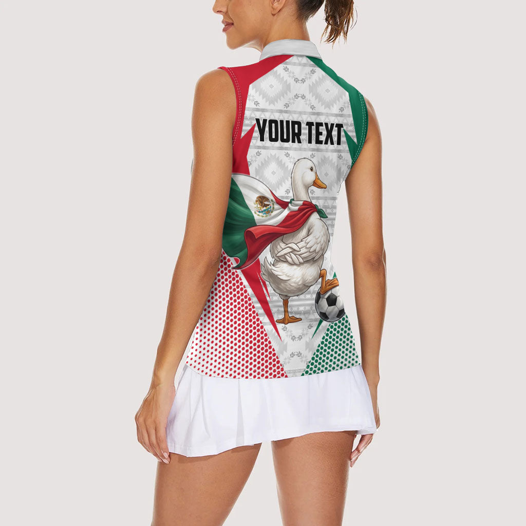 Personalized Mexico Soccer Duck Women Sleeveless Polo Shirt Mexican Flag Cape Soccer Ball