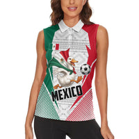 Personalized Mexico Soccer Duck Women Sleeveless Polo Shirt Mexican Flag Cape Soccer Ball