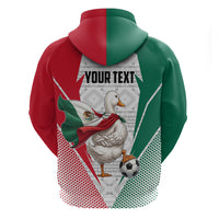Personalized Mexico Soccer Duck Zip Hoodie Mexican Flag Cape Soccer Ball