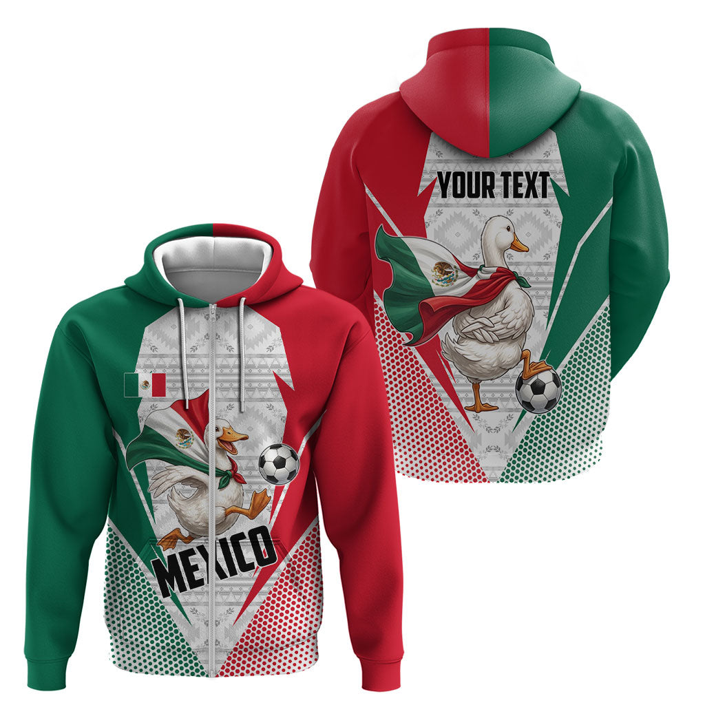 Personalized Mexico Soccer Duck Zip Hoodie Mexican Flag Cape Soccer Ball