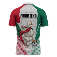 Personalized Mexico Soccer Duck Zipper Polo Shirt Mexican Flag Cape Soccer Ball