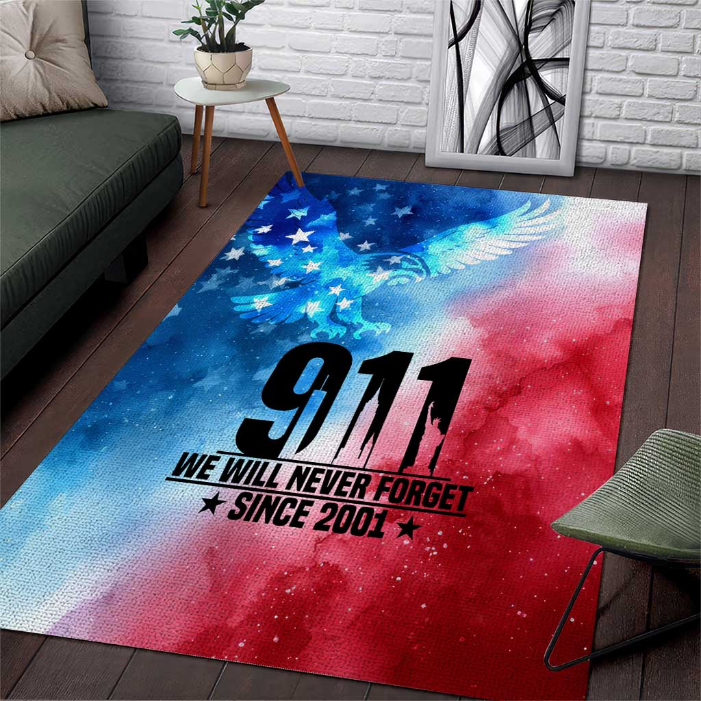 Patriotic 911 Memorial Patriot Day Area Rug American Flag and Bald Eagle - Wonder Print Shop