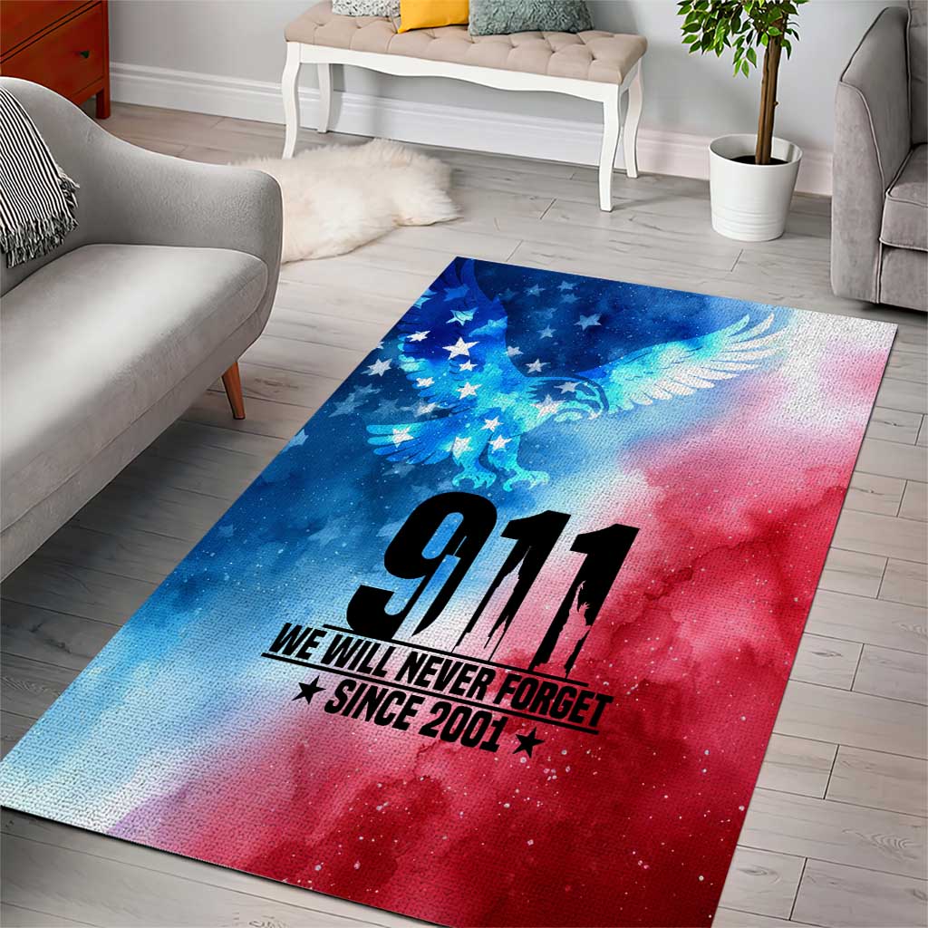 Patriotic 911 Memorial Patriot Day Area Rug American Flag and Bald Eagle - Wonder Print Shop