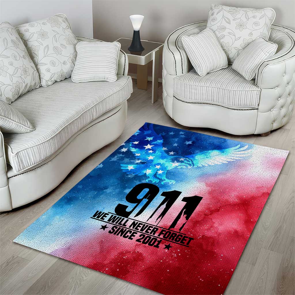 Patriotic 911 Memorial Patriot Day Area Rug American Flag and Bald Eagle - Wonder Print Shop