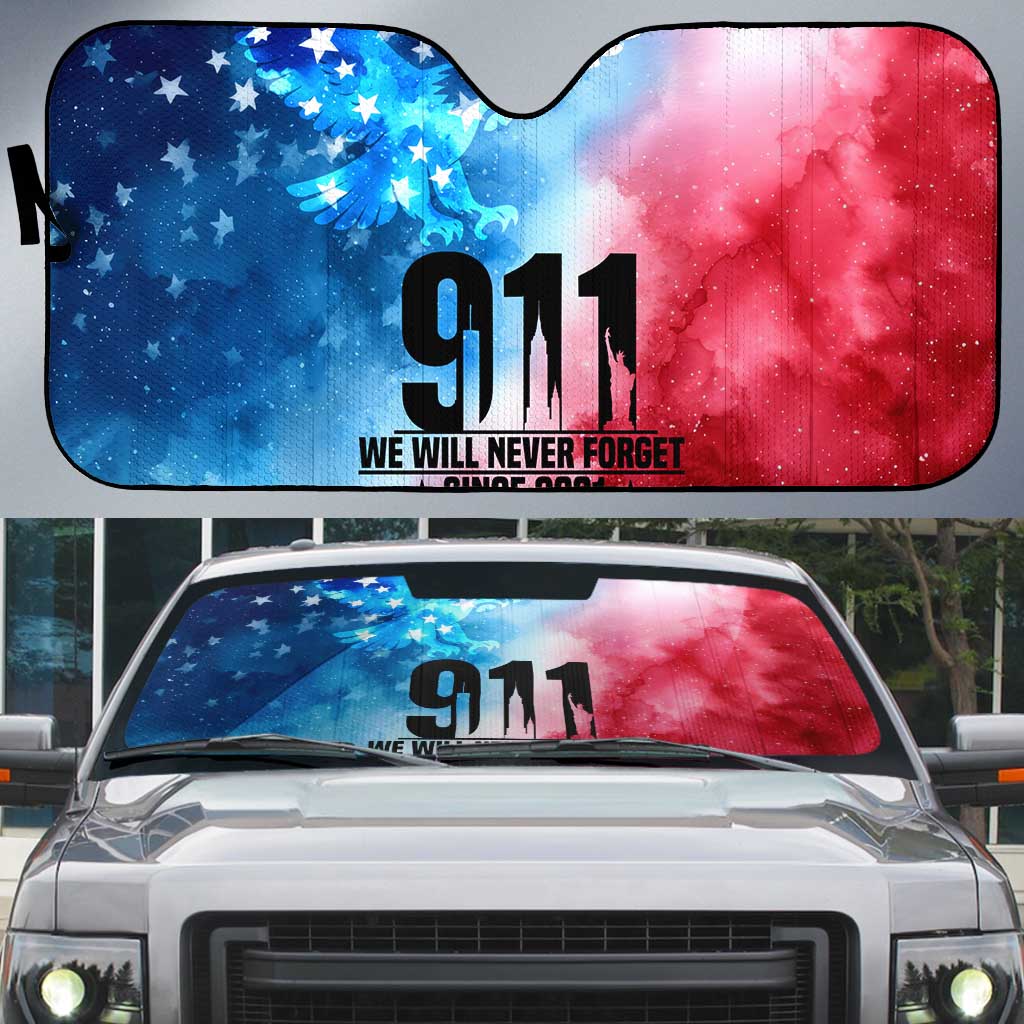 Patriotic 911 Memorial Patriot Day Auto Sun Shade American Flag and Bald Eagle - Wonder Print Shop