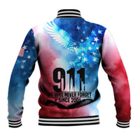 Patriotic 911 Memorial Patriot Day Baseball Jacket American Flag and Bald Eagle - Wonder Print Shop