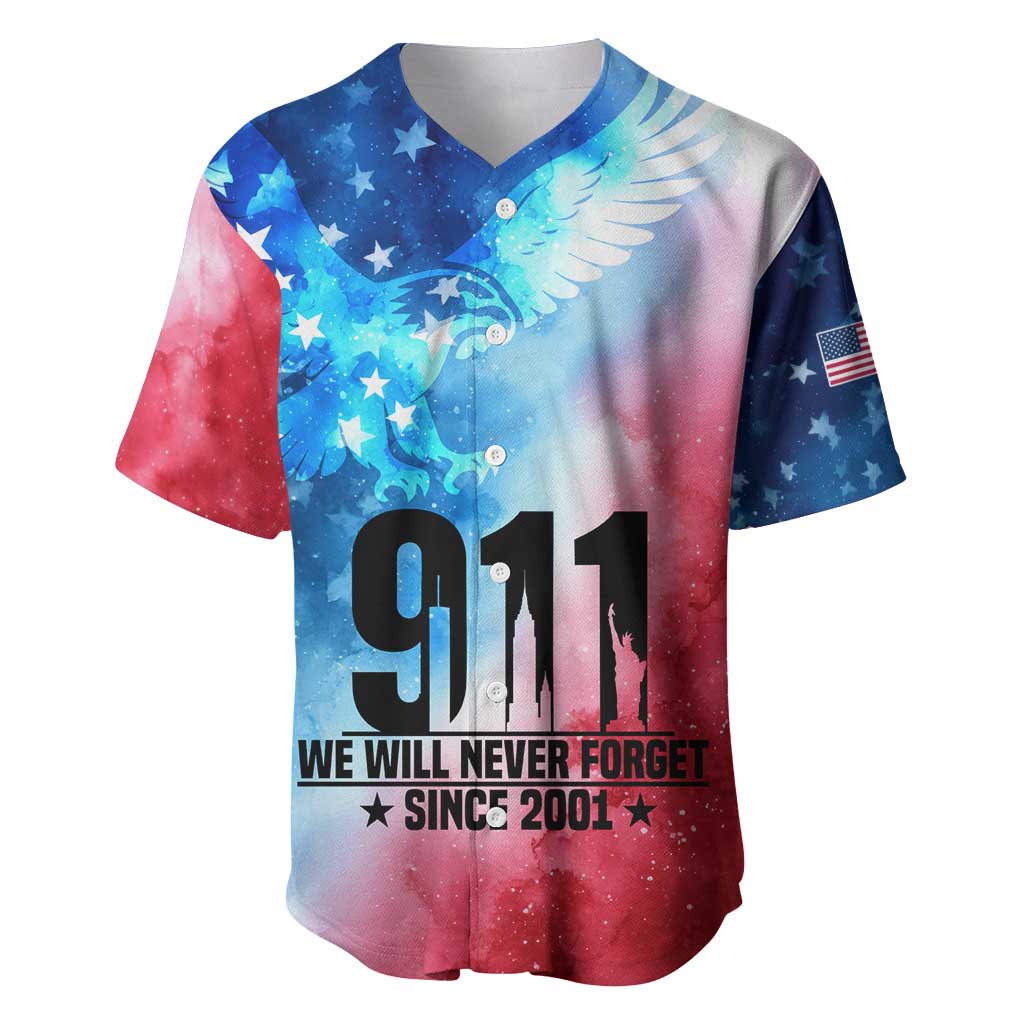 Patriotic 911 Memorial Patriot Day Baseball Jersey American Flag and Bald Eagle - Wonder Print Shop