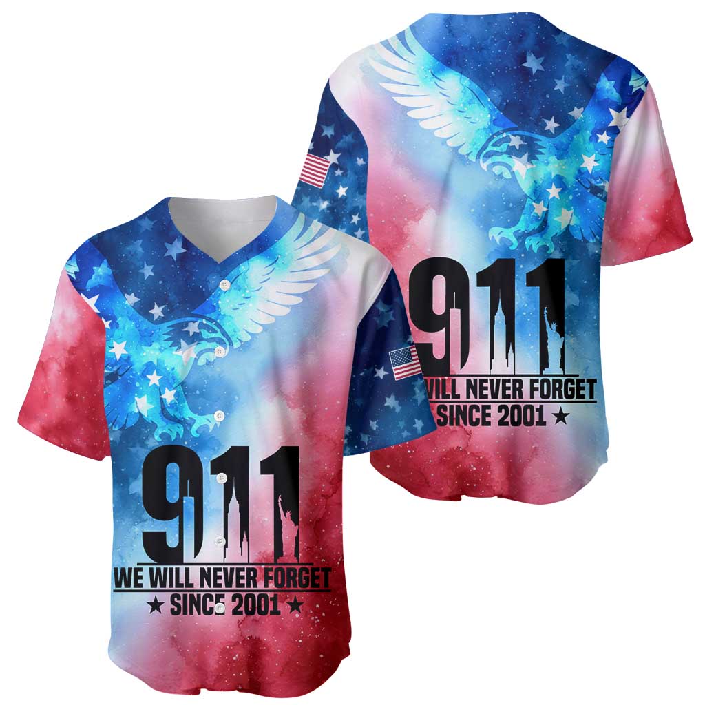 Patriotic 911 Memorial Patriot Day Baseball Jersey American Flag and Bald Eagle - Wonder Print Shop