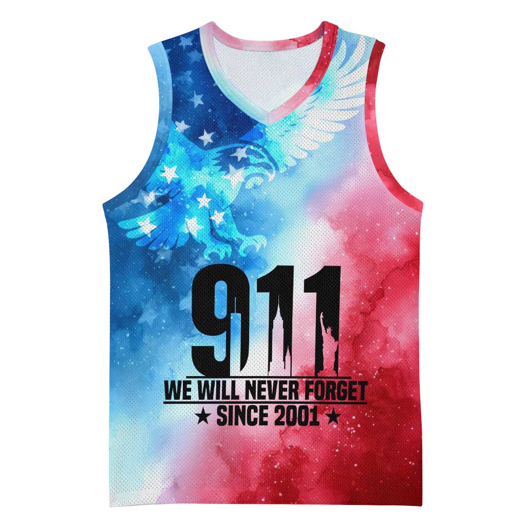 Patriotic 911 Memorial Patriot Day Basketball Jersey American Flag and Bald Eagle - Wonder Print Shop