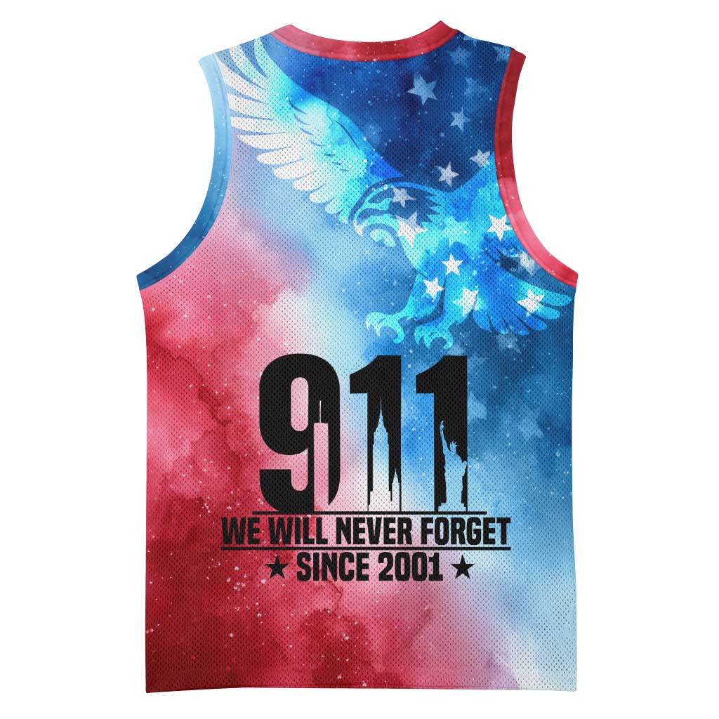 Patriotic 911 Memorial Patriot Day Basketball Jersey American Flag and Bald Eagle - Wonder Print Shop