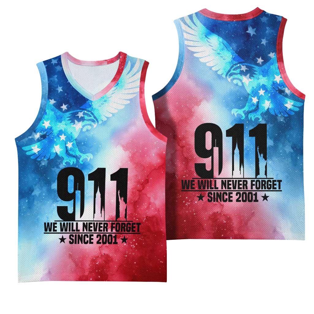 Patriotic 911 Memorial Patriot Day Basketball Jersey American Flag and Bald Eagle - Wonder Print Shop