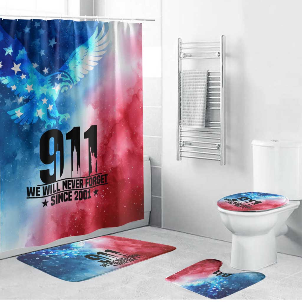 Patriotic 911 Memorial Patriot Day Bathroom Set American Flag and Bald Eagle - Wonder Print Shop