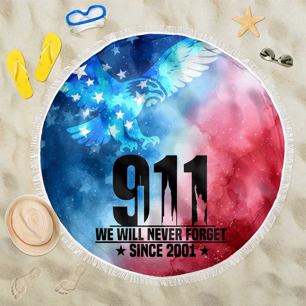 Patriotic 911 Memorial Patriot Day Beach Blanket American Flag and Bald Eagle - Wonder Print Shop