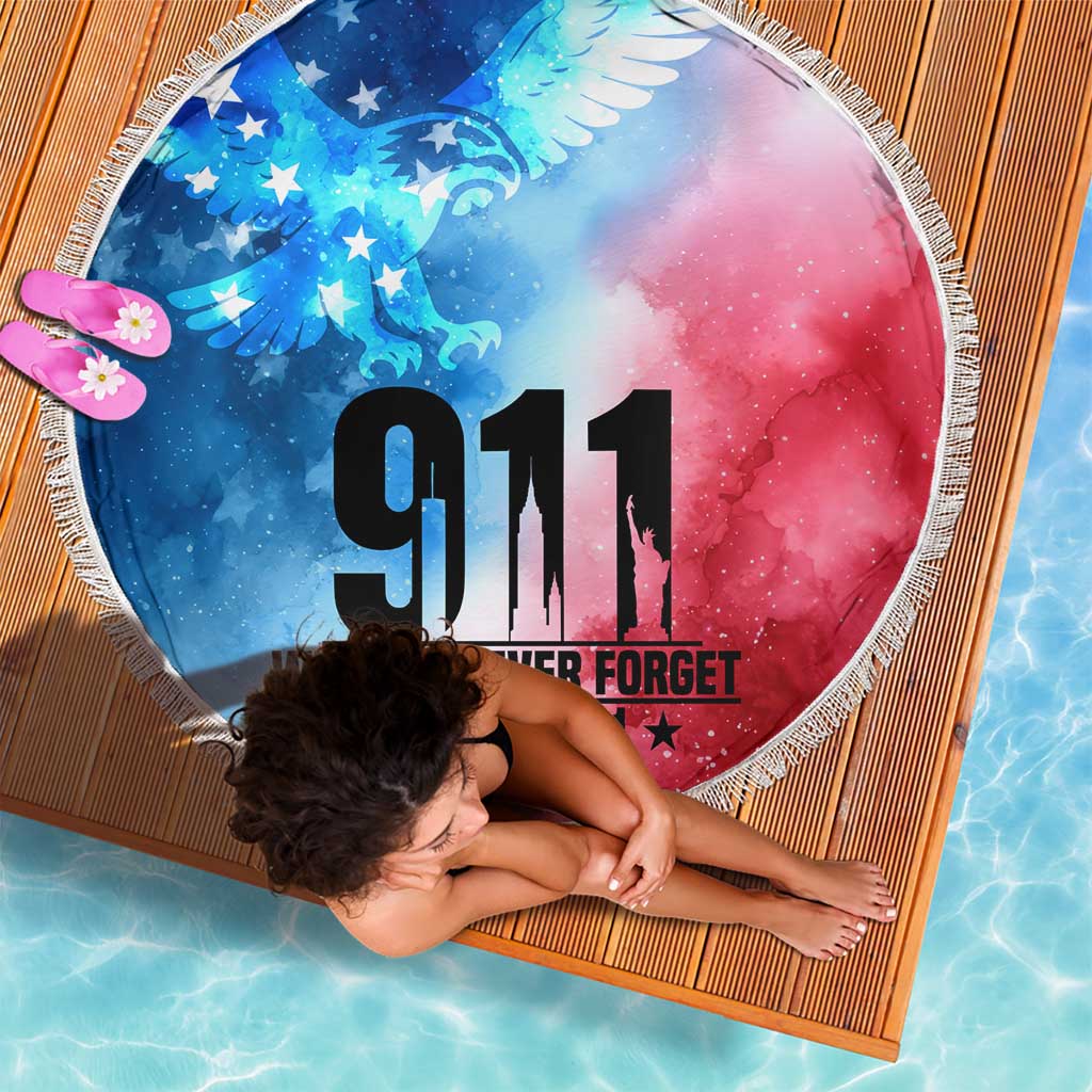 Patriotic 911 Memorial Patriot Day Beach Blanket American Flag and Bald Eagle - Wonder Print Shop