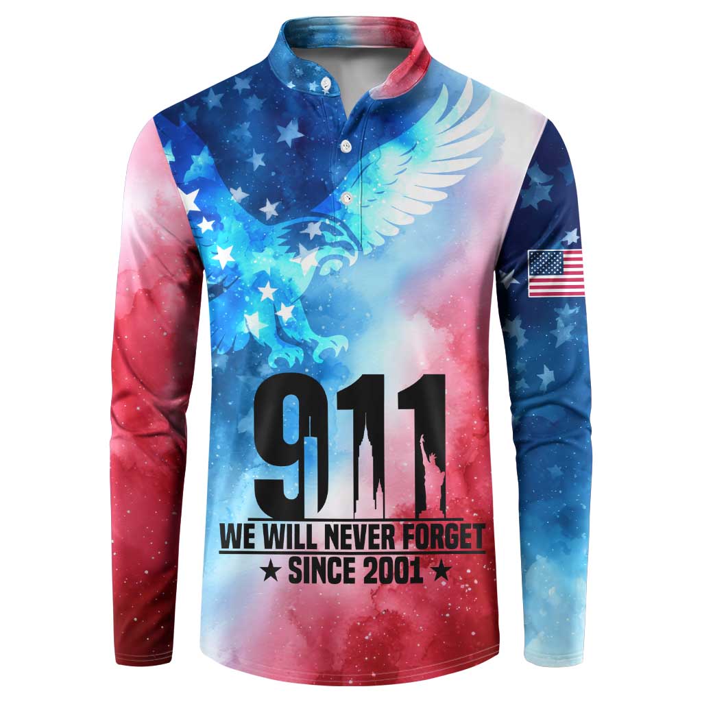 Patriotic 911 Memorial Patriot Day Button Sweatshirt American Flag and Bald Eagle - Wonder Print Shop