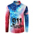 Patriotic 911 Memorial Patriot Day Button Sweatshirt American Flag and Bald Eagle - Wonder Print Shop