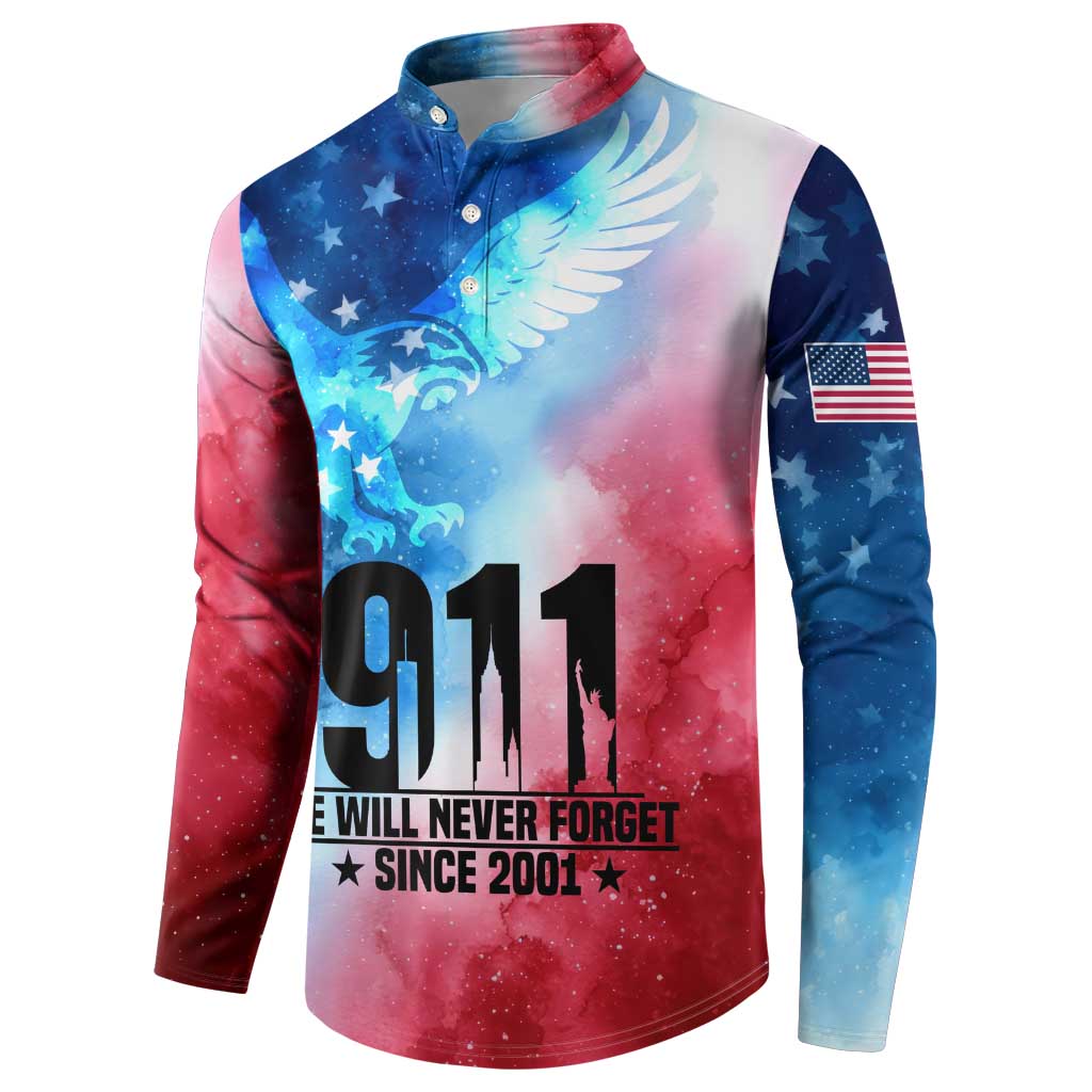 Patriotic 911 Memorial Patriot Day Button Sweatshirt American Flag and Bald Eagle - Wonder Print Shop