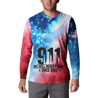 Patriotic 911 Memorial Patriot Day Button Sweatshirt American Flag and Bald Eagle - Wonder Print Shop