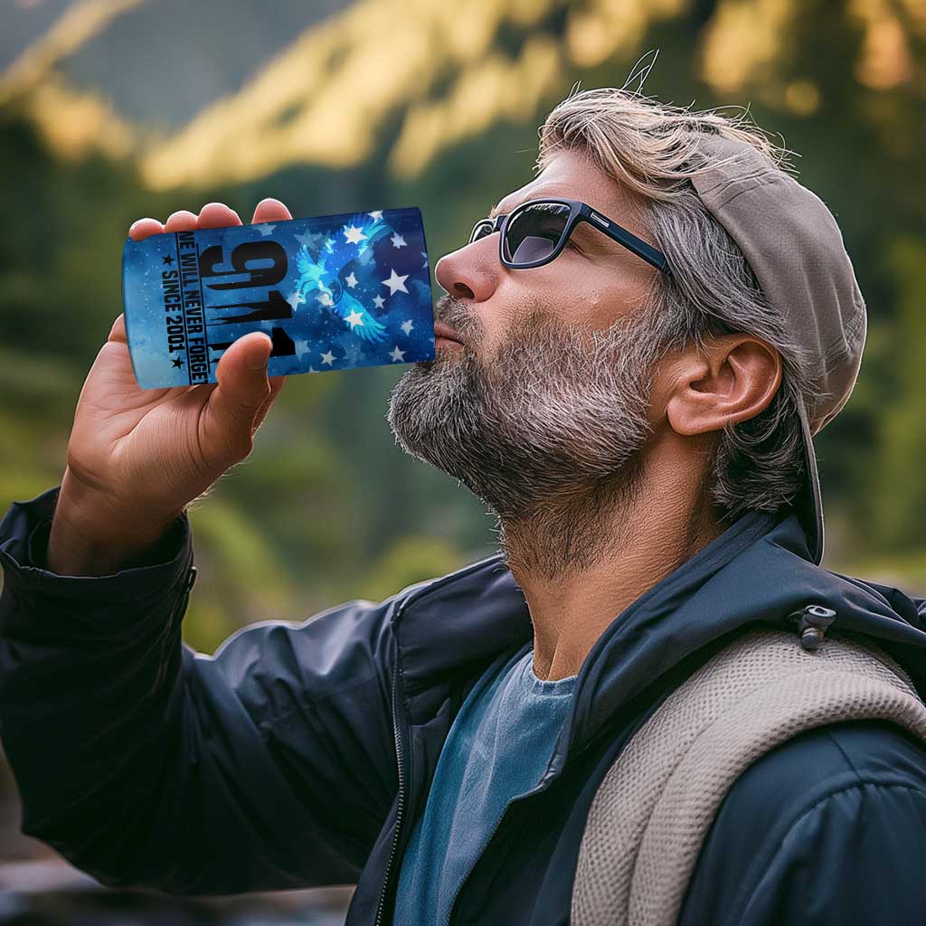 Patriotic 911 Memorial Patriot Day 4 in 1 Can Cooler Tumbler American Flag and Bald Eagle - Wonder Print Shop