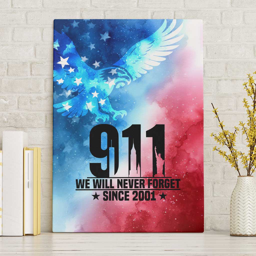 Patriotic 911 Memorial Patriot Day Canvas Wall Art American Flag and Bald Eagle - Wonder Print Shop