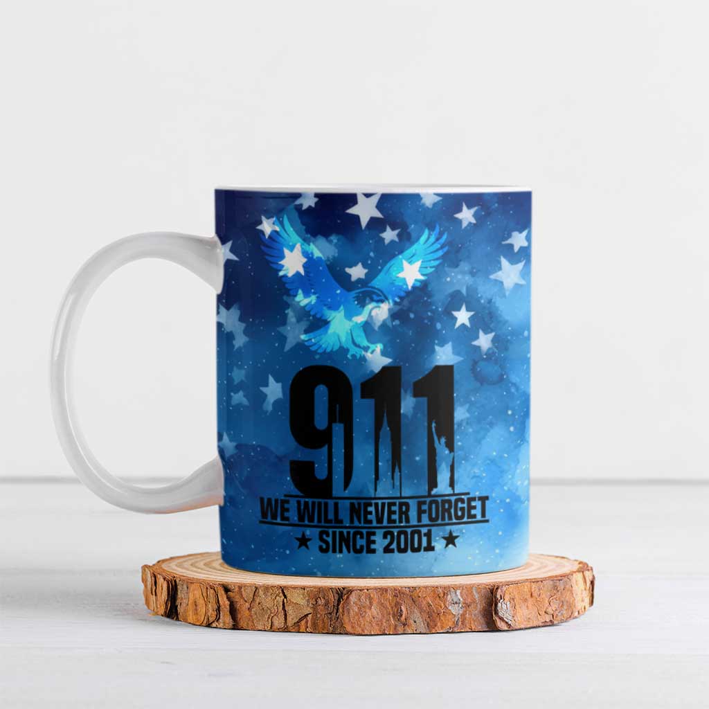 Patriotic 911 Memorial Patriot Day Ceramic Mug American Flag and Bald Eagle - Wonder Print Shop