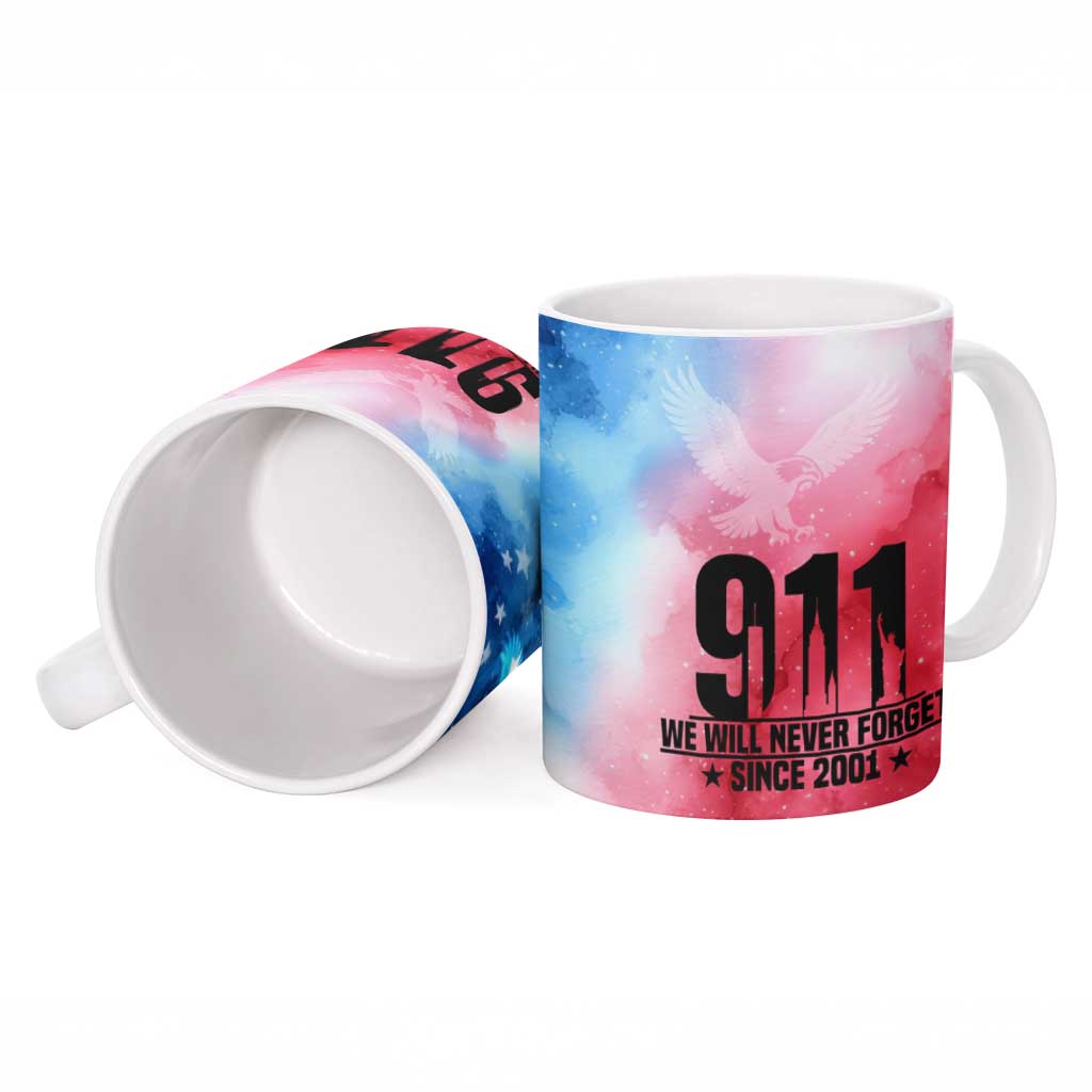 Patriotic 911 Memorial Patriot Day Ceramic Mug American Flag and Bald Eagle - Wonder Print Shop