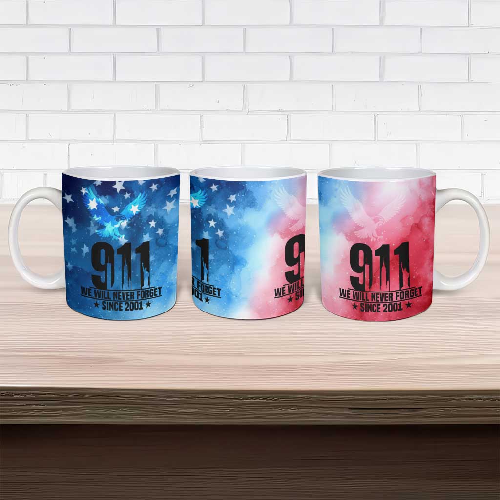 Patriotic 911 Memorial Patriot Day Ceramic Mug American Flag and Bald Eagle - Wonder Print Shop