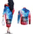 Patriotic 911 Memorial Patriot Day Couples Matching Off The Shoulder Long Sleeve Dress and Long Sleeve Button Shirt American Flag and Bald Eagle - Wonder Print Shop