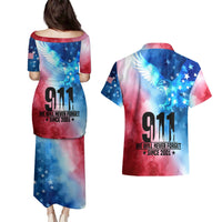 Patriotic 911 Memorial Patriot Day Couples Matching Puletasi and Hawaiian Shirt American Flag and Bald Eagle - Wonder Print Shop