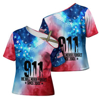 Patriotic 911 Memorial Patriot Day Cross Shoulder Shirt American Flag and Bald Eagle - Wonder Print Shop