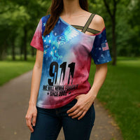 Patriotic 911 Memorial Patriot Day Cross Shoulder Shirt American Flag and Bald Eagle - Wonder Print Shop