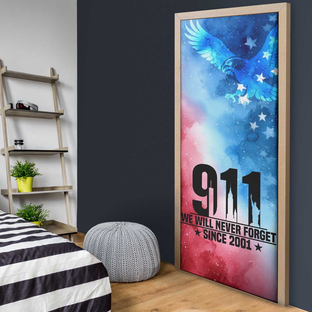 Patriotic 911 Memorial Patriot Day Door Cover American Flag and Bald Eagle - Wonder Print Shop