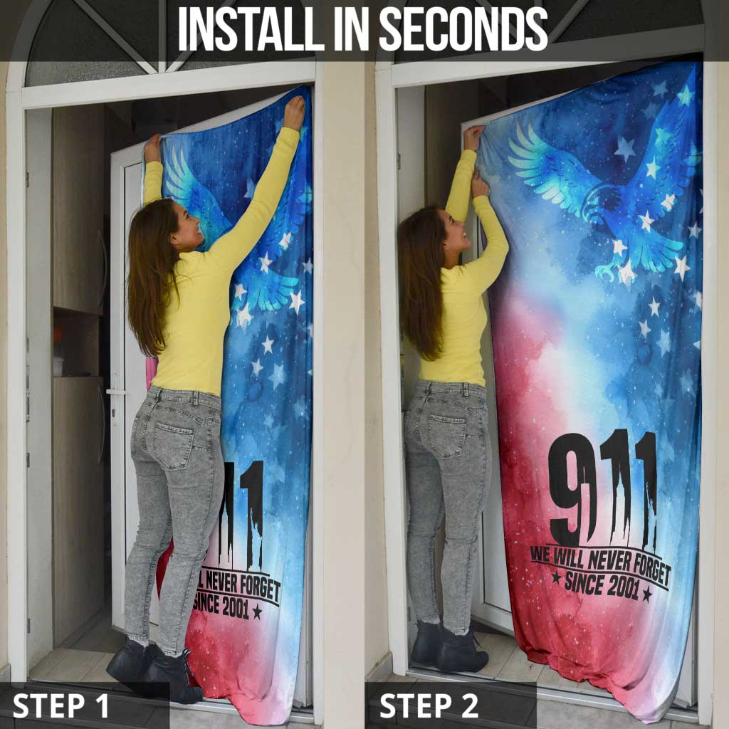Patriotic 911 Memorial Patriot Day Door Cover American Flag and Bald Eagle - Wonder Print Shop