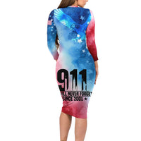 Patriotic 911 Memorial Patriot Day Family Matching Long Sleeve Bodycon Dress and Hawaiian Shirt American Flag and Bald Eagle - Wonder Print Shop